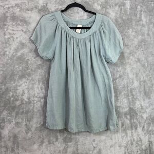 MATCH POINT Top Women M Green 100% Washed Linen boxy minimalist contemporary USA